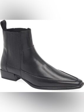 Vagabond Nella Black Leather Ankle Boots Chelsea Square Toe Size EU 37 Western
